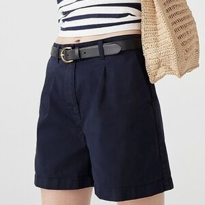 NWT J.CREW Women's Pleated Capeside Chino Shorts, Navy, Size 8